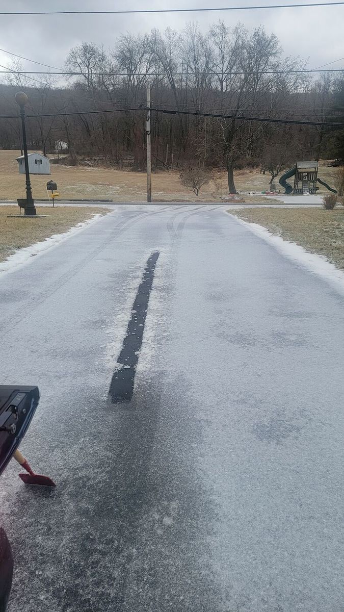 Icy driveway before snow removal