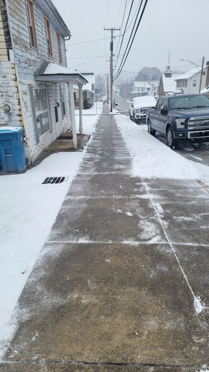 Shoveled sidewalk after